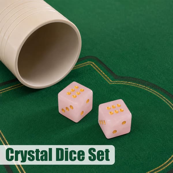 Gosknor 2 stk. krystal Mahjong terningesæt, 16 mm lyse lyserøde ædelsten D6 terninger Light Pink