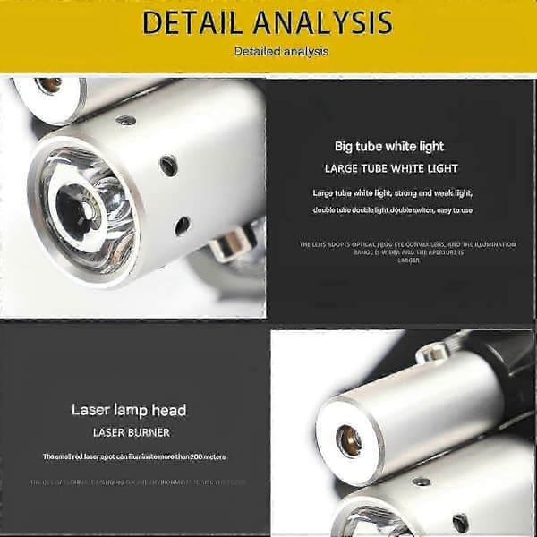 2025 Genopladelig LED Laser Spotlight med høj styrke og laserpointer