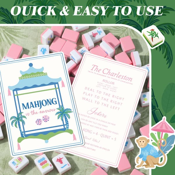 4 stk Mahjong Shuffler Tile Mixing Card, Pastell, Lineær, Sommer Pastel / Linear / Summer