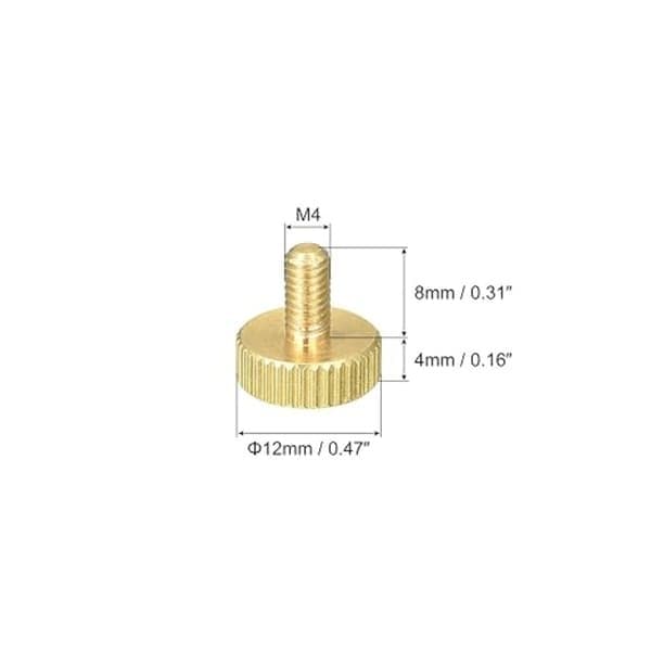 5 stk. riflede fingerskruer med flatt hode, M4x12mm M4x12mm