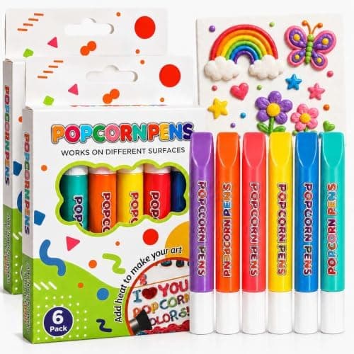 Popcorn Puffy Pens, 3D Magic Tegnepen 6-farvet Boble Kunstmarkør Sæt (#B) #B