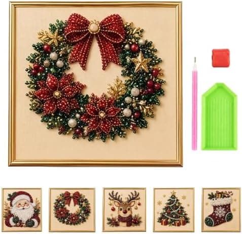 DIY juleperlekunstsæt til voksne 3D perleperlekunsthåndværk, krans Wreath