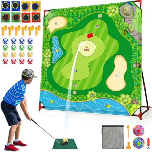 DyBaxa Golf Chipping Spil, Battle Golf Spil til Børn, 54*54 Golf Måtte 44 Pcs Battle Golf Game Set