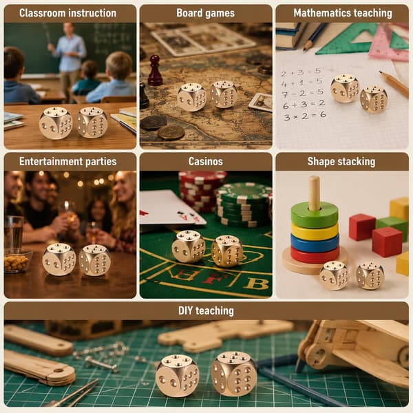 2 stk messingterninger, 1,5 cm/0,59 tommer vintage solide mahjongterninger