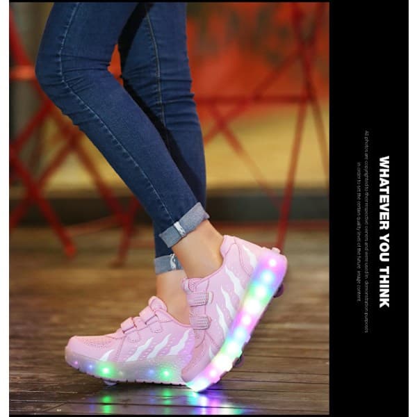 LED Rulleskøjter til Børn, Lysende Rullesko med Hjul Pink