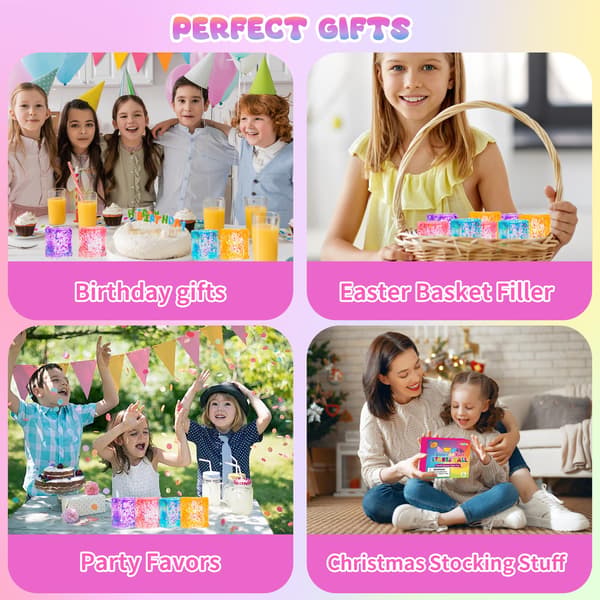 8-pak Glitter Stress Isbit, Squishy Stressbolde til Voksne og Børn 8 Pcs Large Cube Squishy Toys