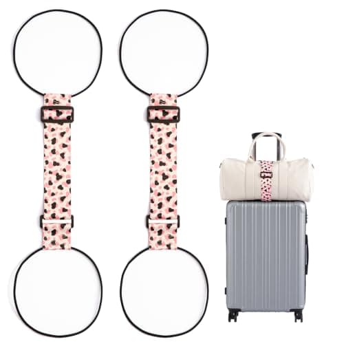 2-pack bagageremmar för resväskor, 25 färger, justerbar elastisk resväskrem med dubbel stabilitetsdesign, handsfree Dark spots