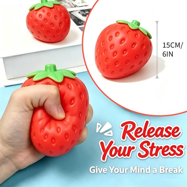6 tommer kæmpe realistisk jordbær Squishy Stressbold Strawberry