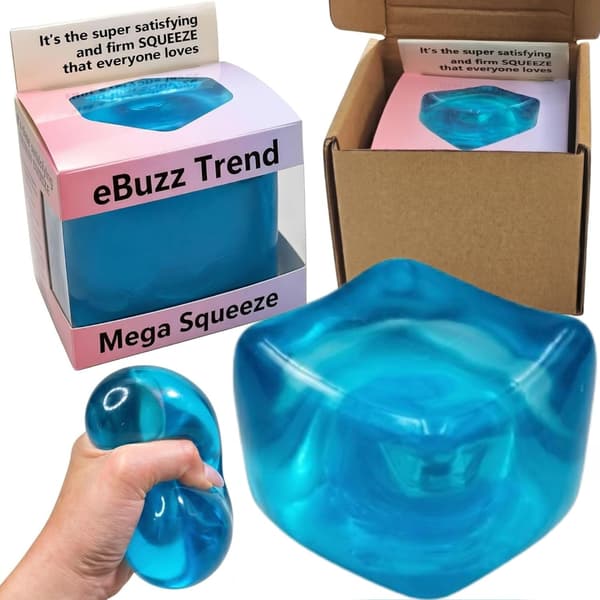 Premium Mega Squeeze Stresskube, Klembar Fidget-leketøy, Barn og Voksne, Blå Blue