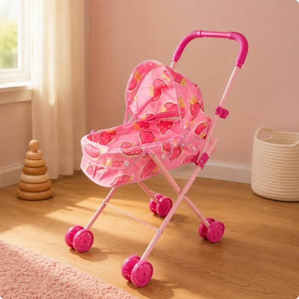 Dukkelegetøjsbarnevogn Sammenklappelig Legetøjsbarnevogn Realistisk Design Legevogn til Piger