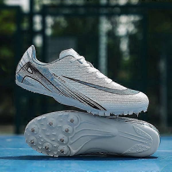 Friidrettssprintsko - Unisex løpesko med avtakbare pigger for studentkonkurranser og trening White 40