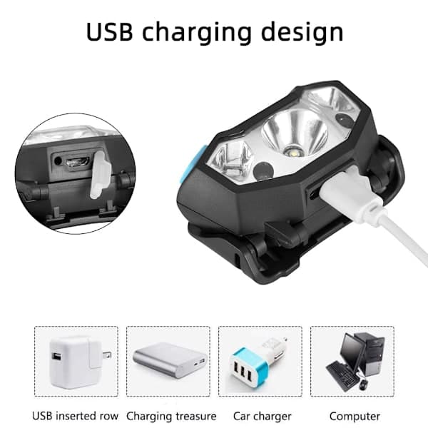 USB-ladattava LED-otsalamppu, ultrakevyt ja mukava