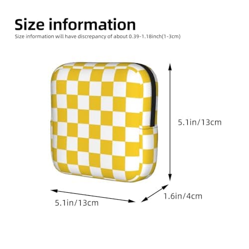Gul og hvid ternet skakbræt skakternet gitter periode taske til kvinder, bærbar hygiejnebind periode pose til pung, lille make Yellow Checkered