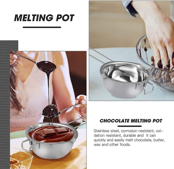 Vattenbad Smältskål Rostfritt Stål Universal Vaxsmältningsgryta Chokladskål 600 ml 1 set