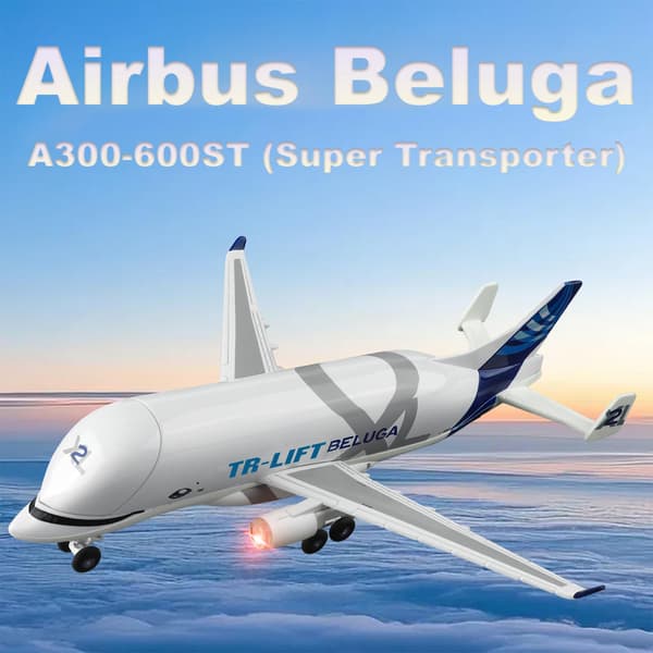 Beluga Diecast flyleketøy, 1:72 passasjerflymodell, lys og lyd, alder 3+