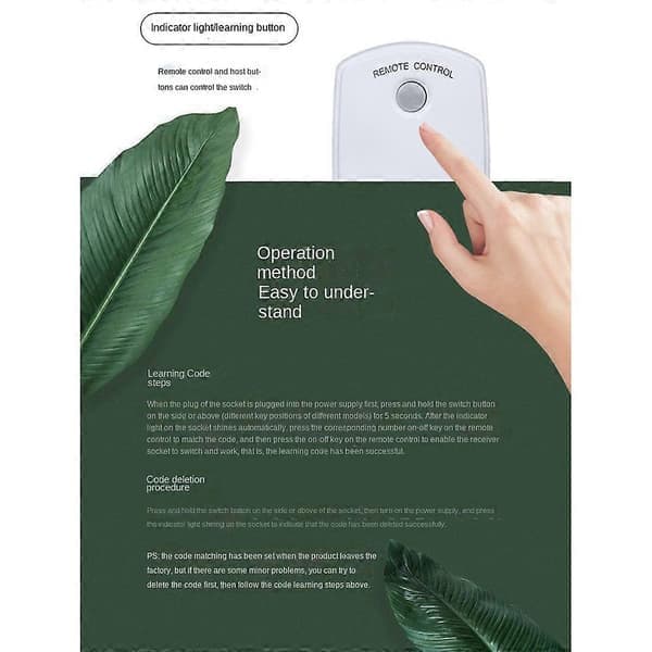 Fjernkontroll, 6 stk trådløst smart elektrisk stikkontaktsett for lamper vifter små apparater lang rekkevidde EU-plugg
