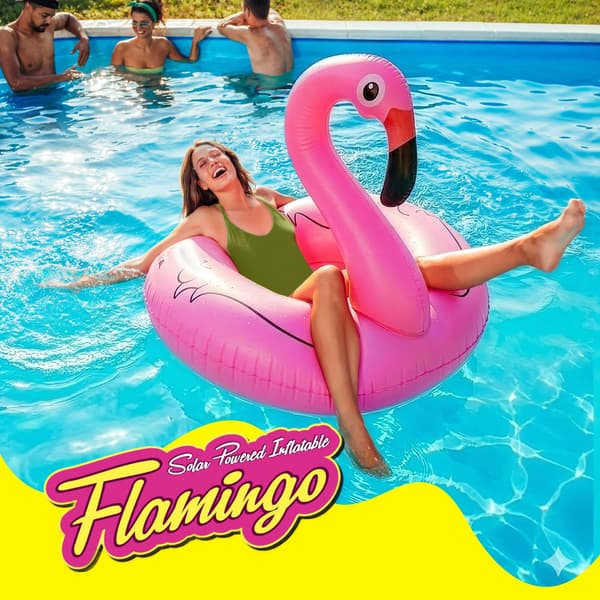 Flamingo Pool Float med soldrevne LED-lys, 43 x 34 tommer oppustelig