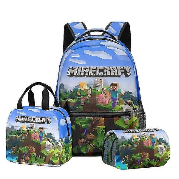 Minecraft 3D Ryggsekk Matboks Pennal Sett for Barn Studenter Skoleutstyr Flere Stiler 2 Backpack