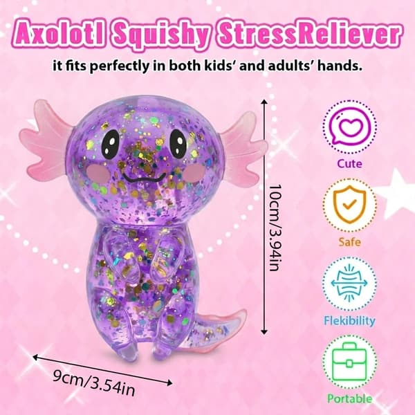 9 cm Lilla Glitter Stående Axolotl Squishy Langsomt Stigende Purple