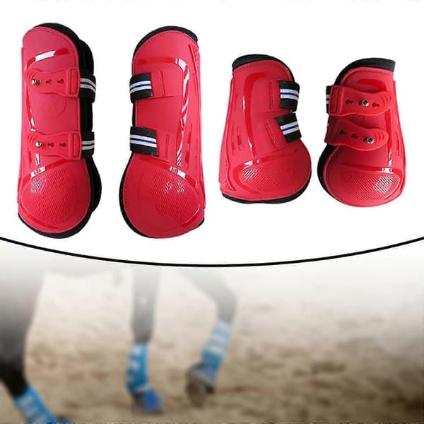 4x Hästskydd Benlindor Stötdämpande Ridskydd red L