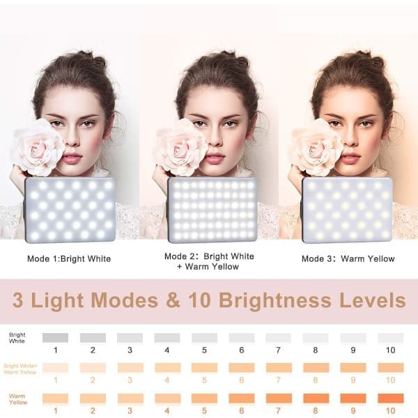 60 LED oppladbart klips fylllys 3 moduser videokonferanselys Telefon iPad Makeup Selfie Vlog-belysning