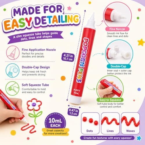 Popcorn-penner 3D puffy boble-tegnesett varmeaktivert maling 30PCS