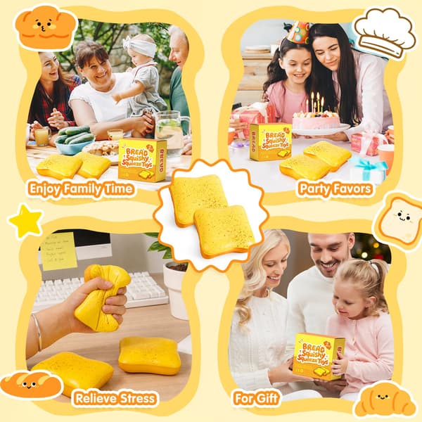 2-pack brödsmör Squishy Långsamt stigande klämleksaker, Fidget Squishies Leksaker Bread Stick-2p-yellow