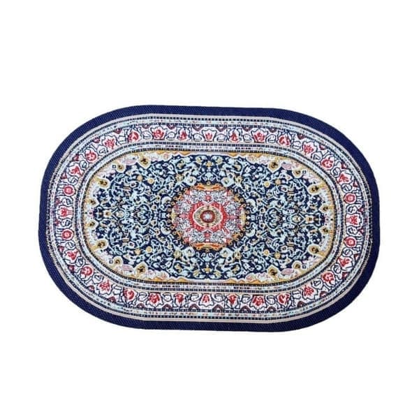 Dukkehus-tæppe miniature vævet tæppe LYSERØD OVAL, Lyserød, Oval-oval pink oval-oval