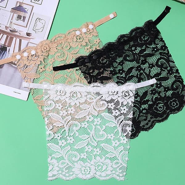 6 stk. Dame Clip-on Mock Camisole BH-indlæg Overlay Modesty Panel Vest til kvinder Sort
