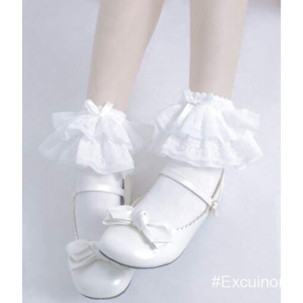 Japanese women's Kawaii lolita ruffle knee length socks girls cute jk stocking