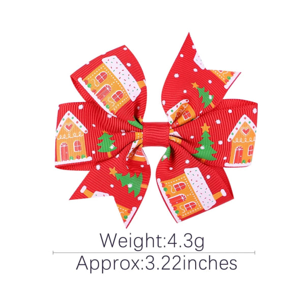 8pcs  Wholesale Christmas Letter Printed Bows Hair Clip For Kids Girls Ribbon Hairpins Snowflake Barrettes Headwear Hair Accessories
