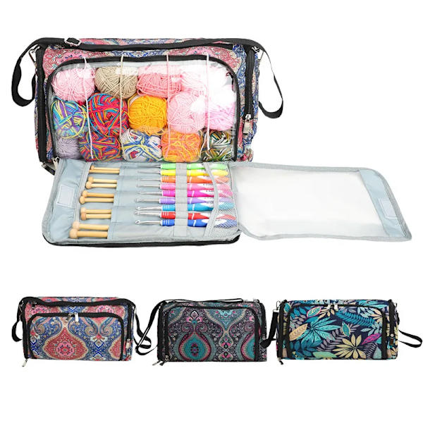 New Yarn Storage Bag With Maple Leaves Knitting Tote Bag Orange Square Bag for Thread Wool Yarn Crochet Hooks Knitting Needles