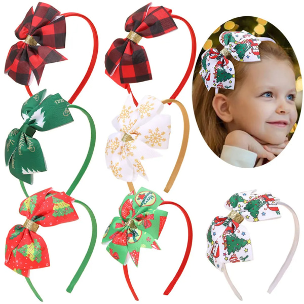 2Pairs Christmas Headbands Fashion Santa Tree Hairband Girl Ribbon Jingling Bell Hairbands Headwear Kids New Year Gift Hair Accessories