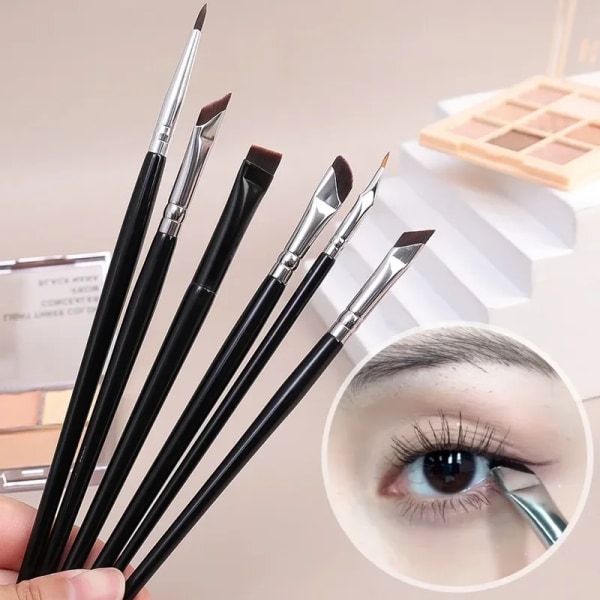 Professional Makeup Brushes Set 6PCS Contouring Eyebrow Eyeliner Brush Portable Soft Small Angle Eyes Makeup Detail Brush Tool