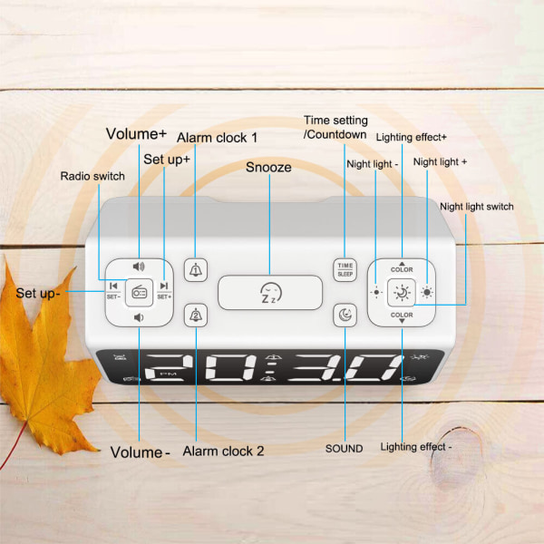 Digital Alarm Clock for Bedrooms with FM Radio & Nap Timer 6.5Inch LED Display