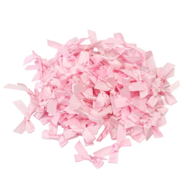 100PC 45*35mm Pink Satin Ribbon Bows Decoration Packages Gift Small Flower Bows For Craft Wedding Bow Birth DIY Party Decoration