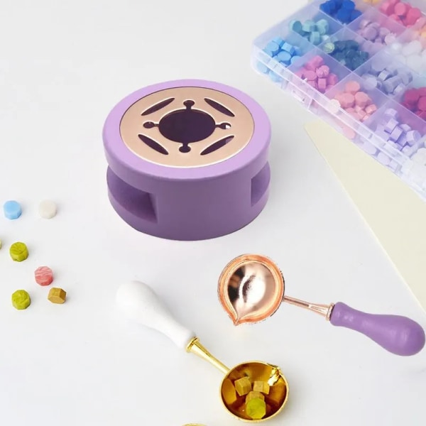 Wood Wax Seal Warmer Kit Wax Seal Melting Furnace Tool with Melting Spoon