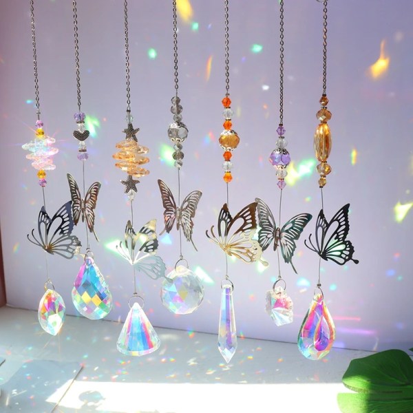 Crystal Wind Chimes Sun Catchers Moon Sun Catcher Crystal Wind Chime Hanging Suncatcher Prism Outdoor Indoor Garden Decoration