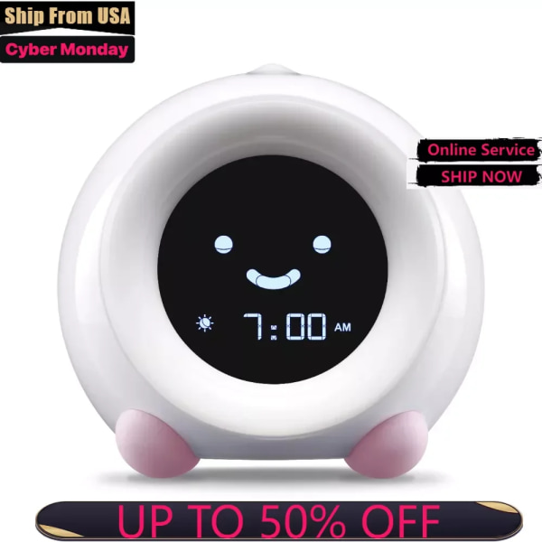 Children's Sleep Trainer Night Light and Sleep Sounds Machine Alarm Clock Free Shipping