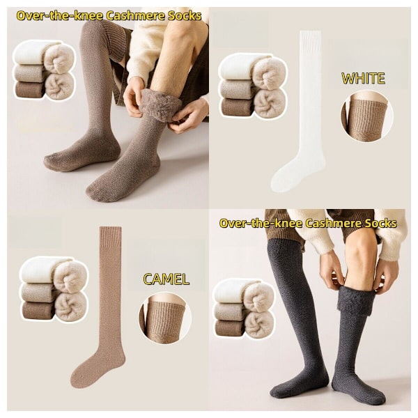 Men's Warm Cashmere Thigh High Socks Extra Long Winter Stockings Leg Warmers