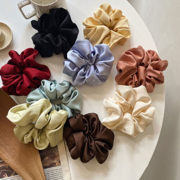 Elastic Rubber Band Silk Scrunchies Hair Band Headwear Solid Color Hair Ring