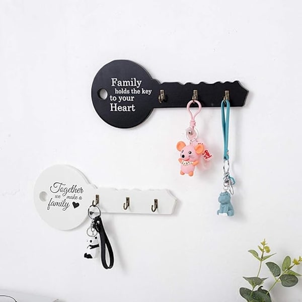 Wood Wall Mount Hook Key Shape Key Holder Hanger Keychain Hanging Rack Entrance Organizer Home Decorative Hooks Accessories