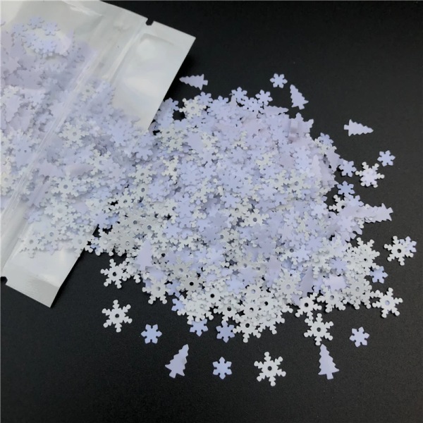 1Pack Multi Size 5mm-19mm White Snowflake Shape Sequins Sewing Craft Christmas Decoration White Navidad Ornaments Flower Sequin