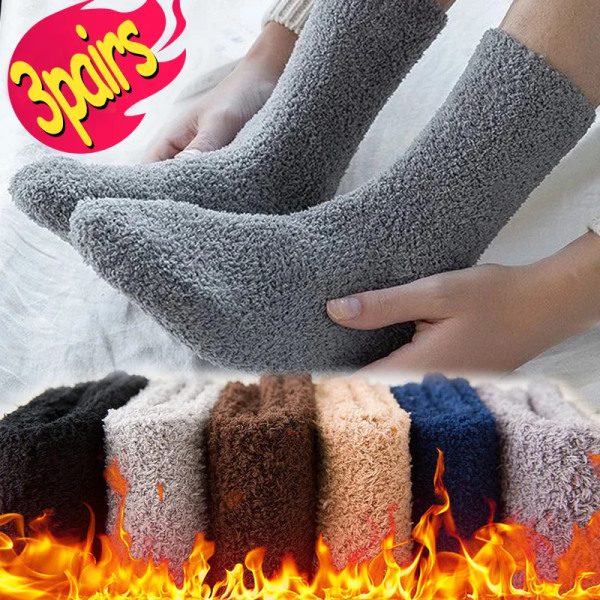 1/3pairs Men Coral Fleece Socks Winter Thick High Quality Home Floor Warm Cold Snow Boot Socks Male's Cotton Plush Thermal Sock