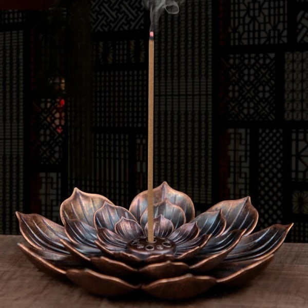 Alloy Incense Burner Stick Holder Buddhism Lotus Line Incense Plate Sandalwood Coil Base Temples Studios Home Decoration