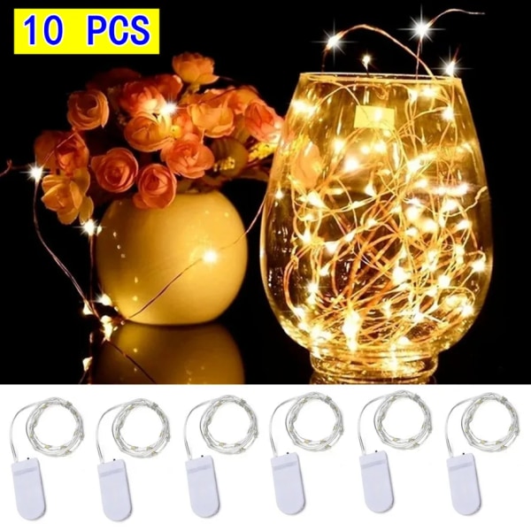 10pcs Copper Wire LED String Lights Holiday Fairy Lights Garland Christmas Tree Decor Wedding Party DIY Natal Navidad 2022