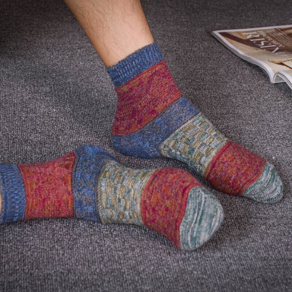 5 Pairs Men's Autumn Winter Thick Needle Vintage Pure Cotton Warm Thick Socks