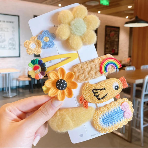 1Set Flowers bow Hairpins Girls Cute Cartoon Hair Accessories Sweet Hair Clips Kids Headbands Barrettes Ornament Gift