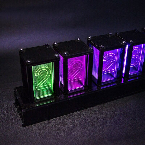 RGB Pseudo Glow Tube Clock Acrylic LED Digital Clock Unassembled Desktop Gadget-