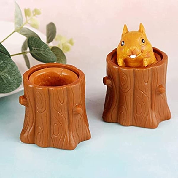 2 PCS Squeeze Squirrel Toys Decompression Evil Squirrel Cup Sensory Fidget Toys